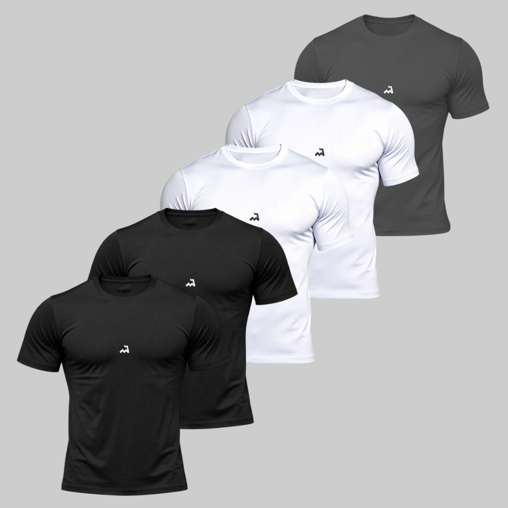 Kit 5 Camiseta Dry Fit Masculina Fitness Academia Corrida Poliester Treino Proteção UV Anti Suor