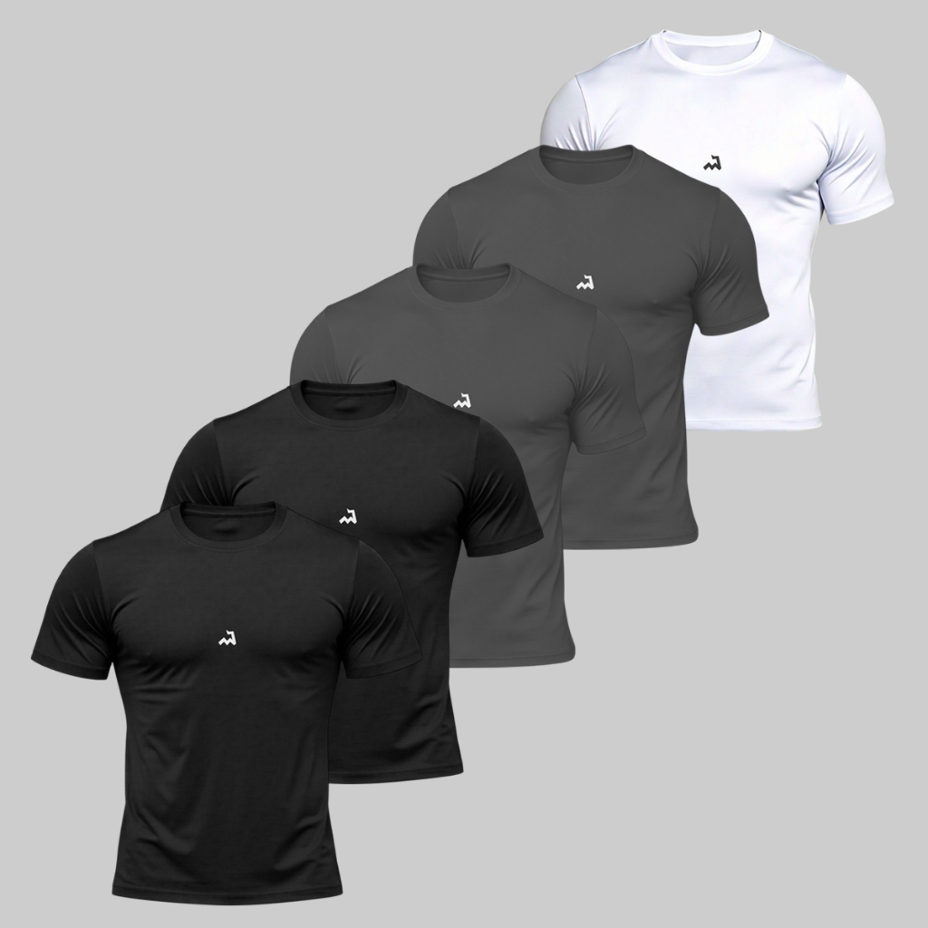 Kit 5 Camiseta Dry Fit Masculina Fitness Academia Corrida Poliester Treino Proteção UV Anti Odor