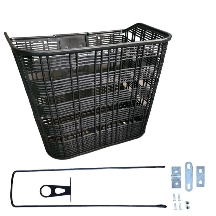 Cesta Grande C/tampa Plástico P/bike Aro 26 Nylon Preta Bike em Oferta na Shopee