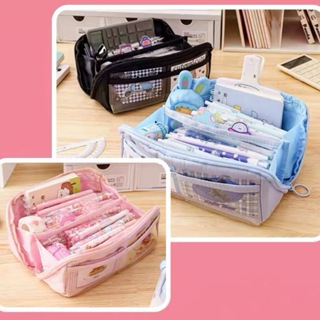 estojo transparente super grande de lápis do prisma de  camadas, Caso de lápis do estudante da escola em Oferta na Shopee