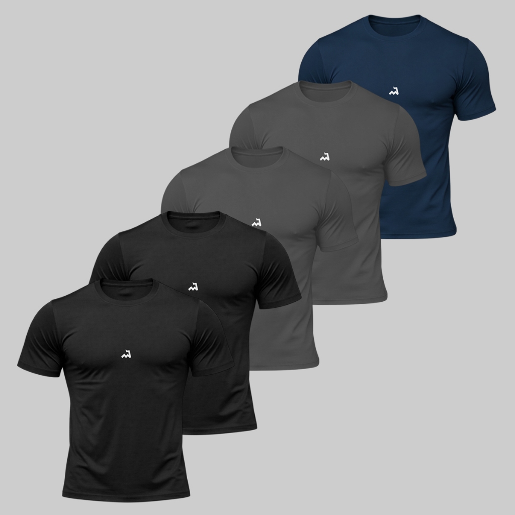 Kit 5 Camiseta Dry Fit Masculina Fitness Academia Corrida Poliester Treino Proteção UV Anti Suor