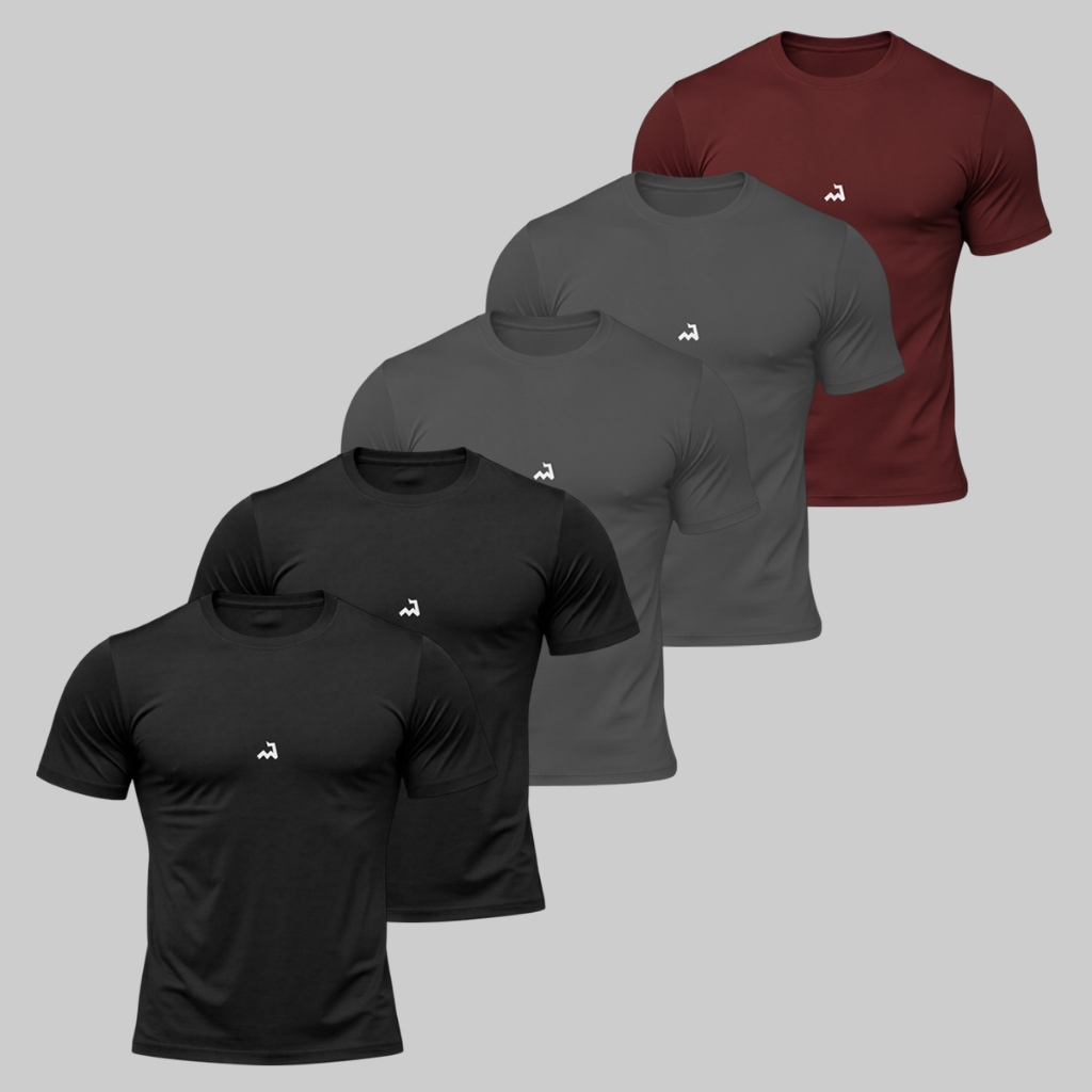 Kit 5 Camiseta Dry Fit Masculina Fitness Academia Corrida Poliester Treino Proteção UV Anti Odor