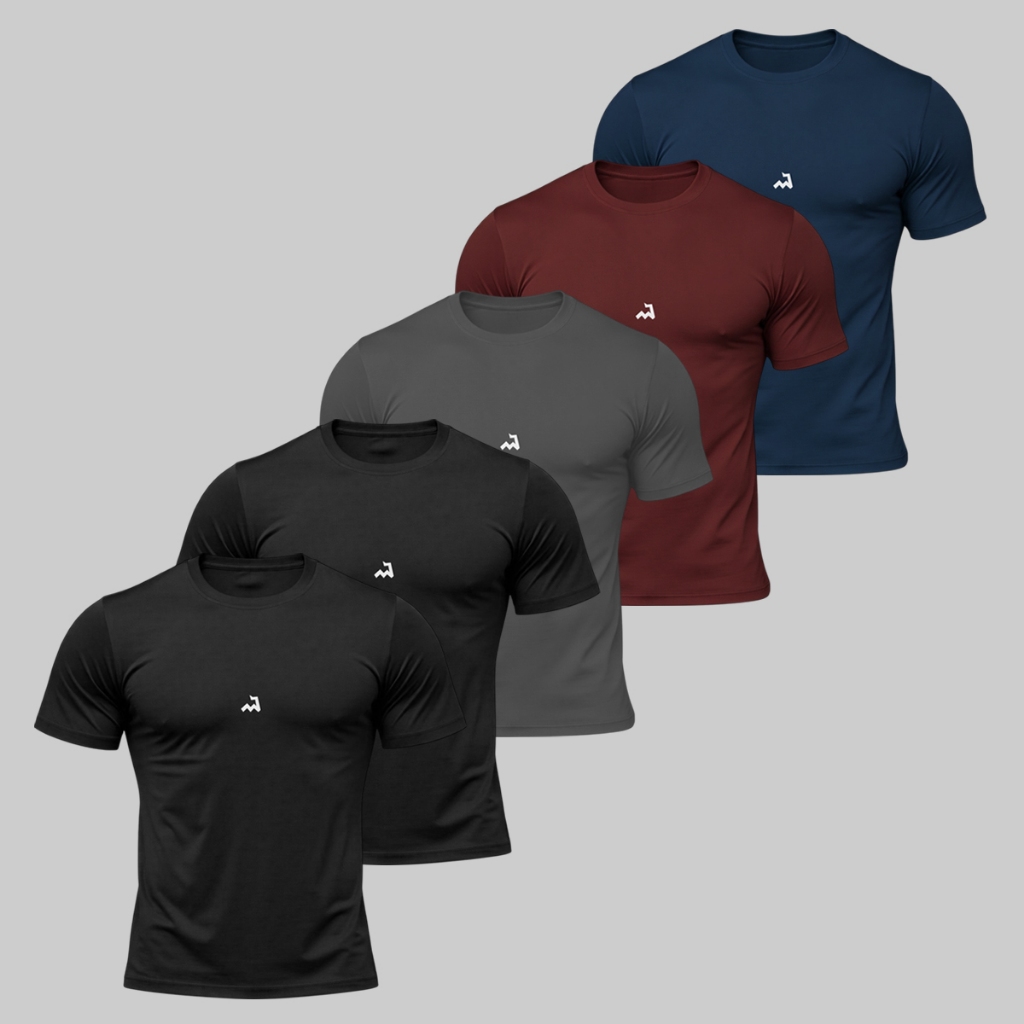 Kit 5 Camiseta Dry Fit Masculina Fitness Academia Corrida Poliester Treino Proteção UV Anti Odor
