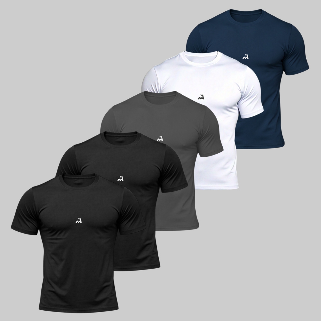 Kit 5 Camiseta Dry Fit Masculina Fitness Academia Corrida Poliester Treino Proteção UV Anti Suor