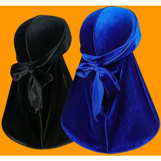 KIT 2 DURAG Veludo Waves Bandana Durag Preta Touca 360waves Dureg Hip hop Rapper Afro EUA