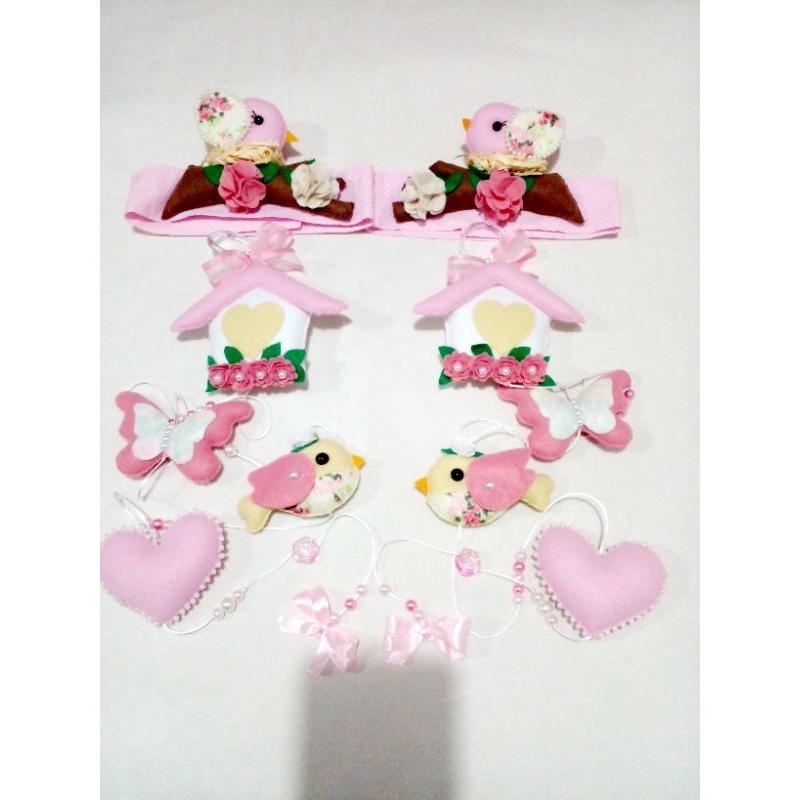 Mobile para cortina de passarinho,flores e casinha/Decoração quarto bebê criança