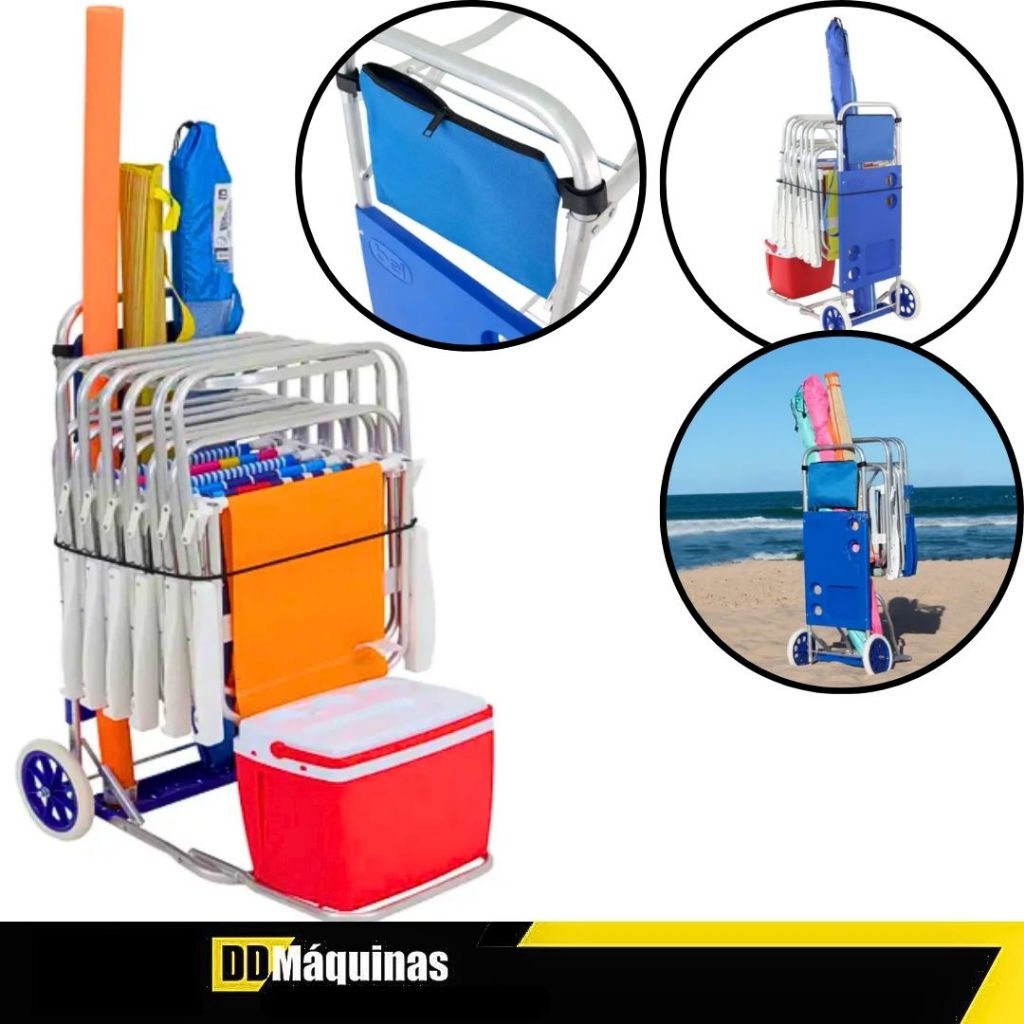 Carrinho Mesa Para Praia Com Bolsa e Avanço Azul - Bel - Sports & Outdoors