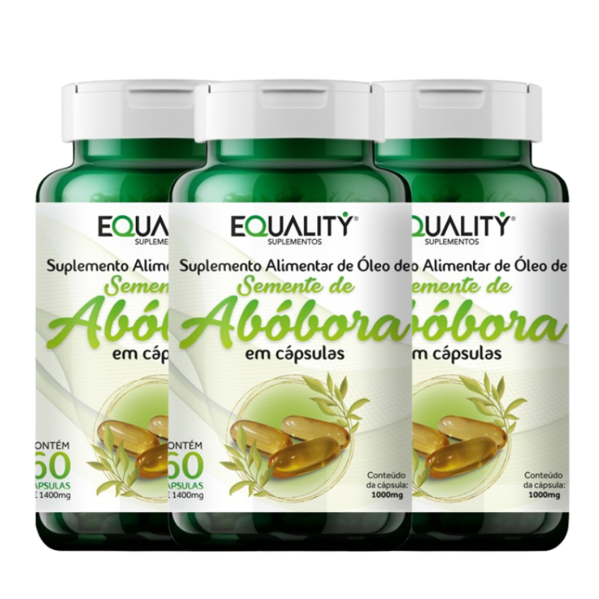 Óleo de Semente de Abóbora 1400 mg - Kit 3 Potes 60 cápsulas Softgel em Oferta na Shopee