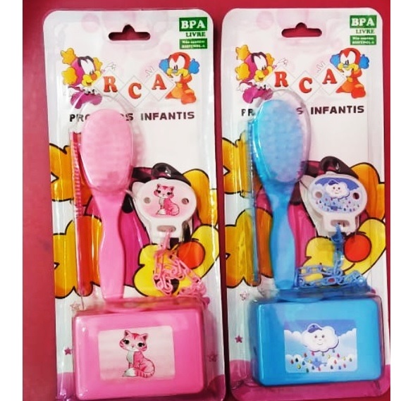 kit Pente e Escova com Saboneteira e Prendedor de Chupeta RCA / CCA
