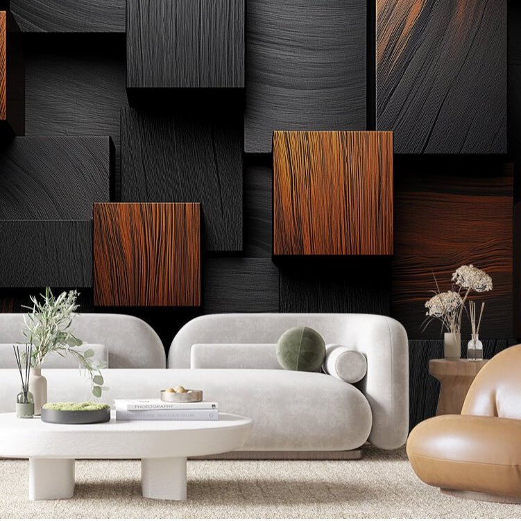 Papel De Parede 3D Amadeirado Escuro Papel De Parede Preto Adesivo Lavavel Para Sala Escritorio