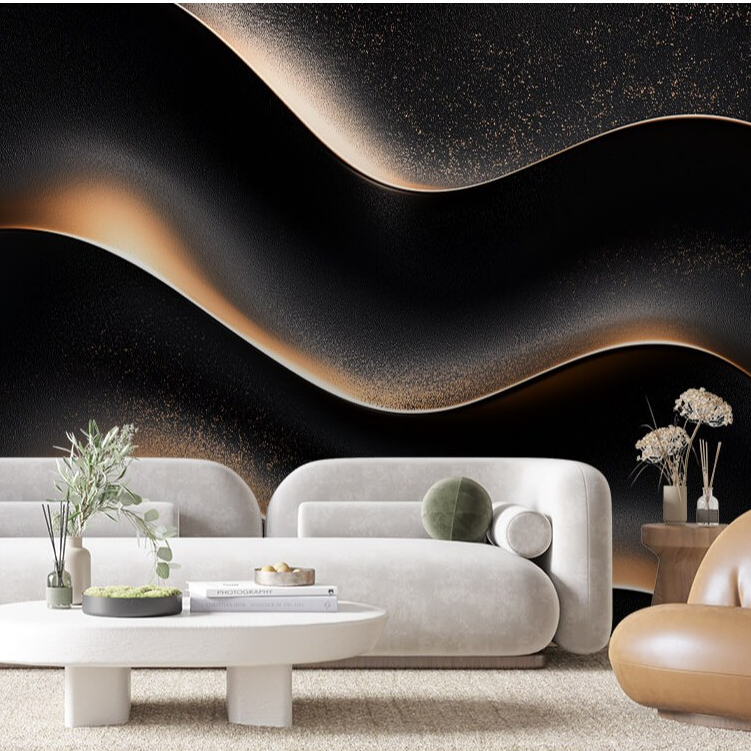 Papel De Parede 3D Preto Brilhante Minimalista Papel De Parede Para Sala Escritorio Adesivo Lavavel