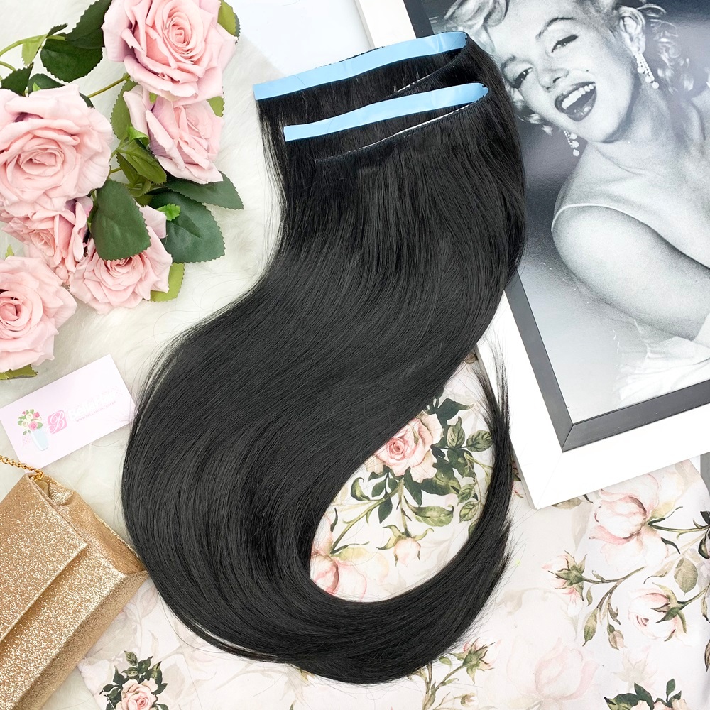 MEGA HAIR ADESIVO CABELO FIBRA PREMIUM LISO ONDULADO CACHEADO 2 TIRAS - CORES E TAMANHOS