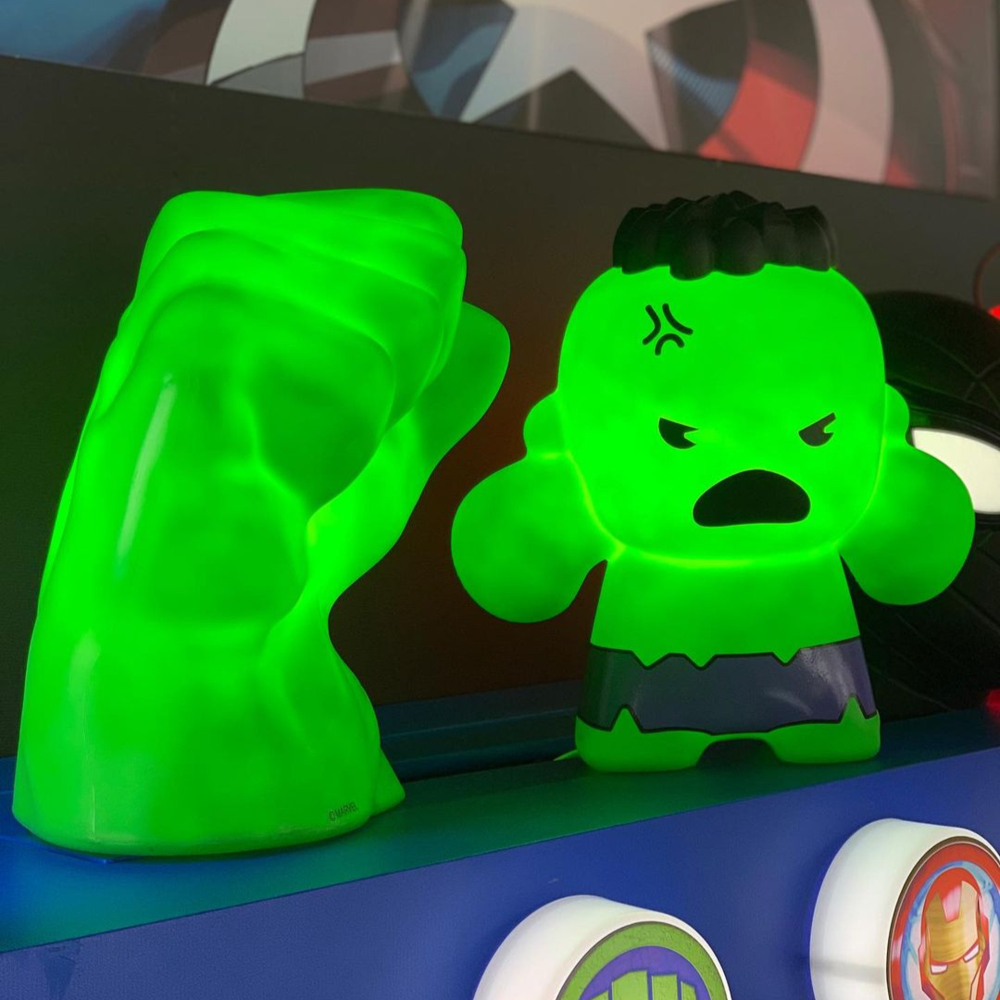 Kit Luminária Hulk Fúria Verde  3D LED - BIvolt Luminárias Decorativas Força e Luz em Dobro