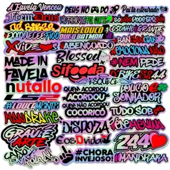 Cartela 50 Adesivos Sticker Frases Cotidiano Jovem Holografico Carro Moto Bike Bag Caderno Notebook