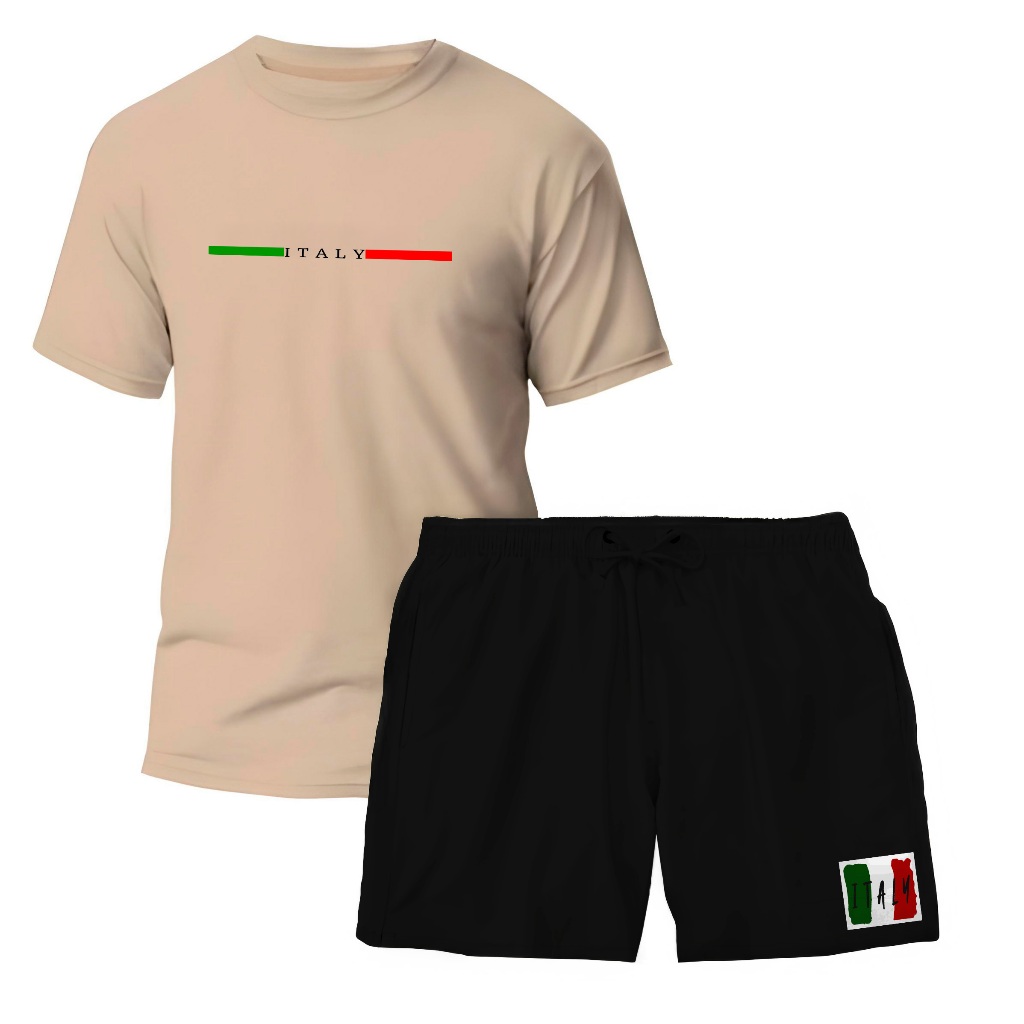 Kit Esportivo Masculino "ITALY" – Camiseta Diverse Estilo Bermuda Tactel Corrida, Academia, Futebol