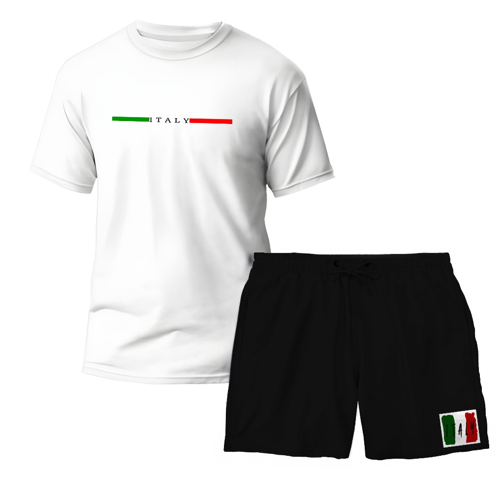 Camise e Bermuda Kit Esportivo Masculino "ITALY" – Camiseta Diverse Estilo Bermuda Tactel Corrida, Academia, Futebol