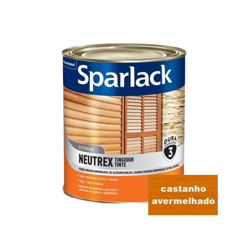 Verniz Castanho Avermelhado 900ml Brilhante Tingidor Neutrex Sparlack