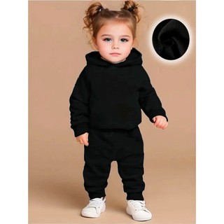 Conjunto Infantil Juvenil Moletom Canguru Flanelado Capuz Bolso Blusa Frio Inverno Calça Moletom Jogger Escola Creche