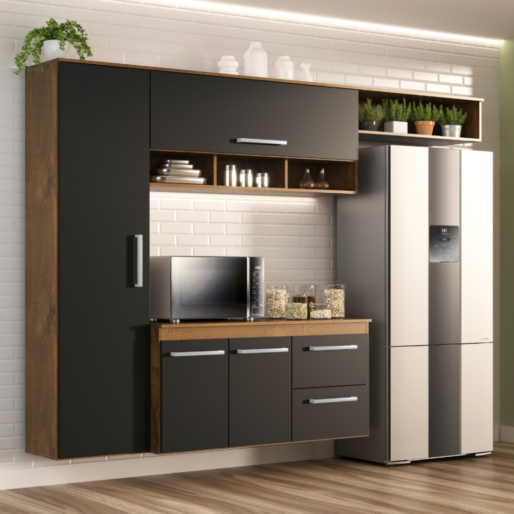 Armário Cozinha Compacta Lua 4 Portas 2 Gavetas
