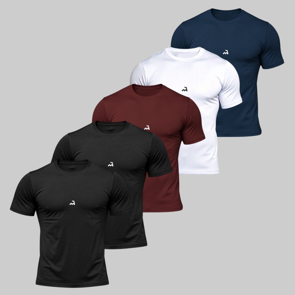 Kit 5 Camiseta Dry Fit Masculina Fitness Academia Corrida Poliester Treino Proteção UV Anti Odor