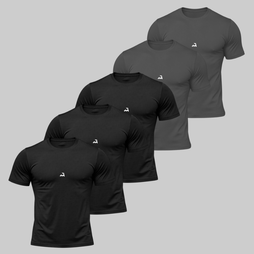 Kit 5 Camiseta Dry Fit Masculina Fitness Academia Corrida Poliester Treino Proteção UV Anti Odor