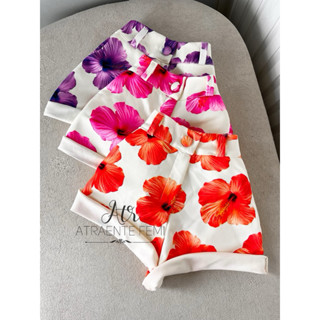 Lançamento short social estampado tendência verao veste P M G em Oferta na Shopee