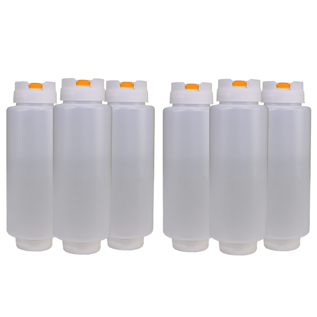 BISNAGA INVERTIDA TIPO FIFO GOURMETKIT 6UN 720ML ORANGE - EKENOX