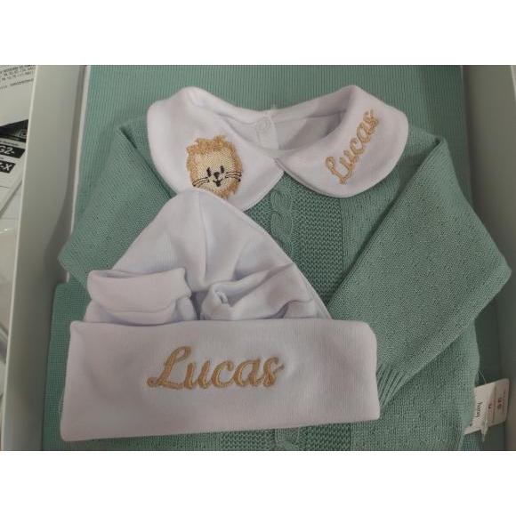 Kit 3 peças: Body + touca + luvas personalizado  bebê menino menina pra saída maternidade em Oferta na Shopee