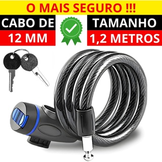 Cadeado Bicicleta Com Chave Aço Reforçado Tranca Trava Bike Moto Portão Capacete em Oferta na Shopee