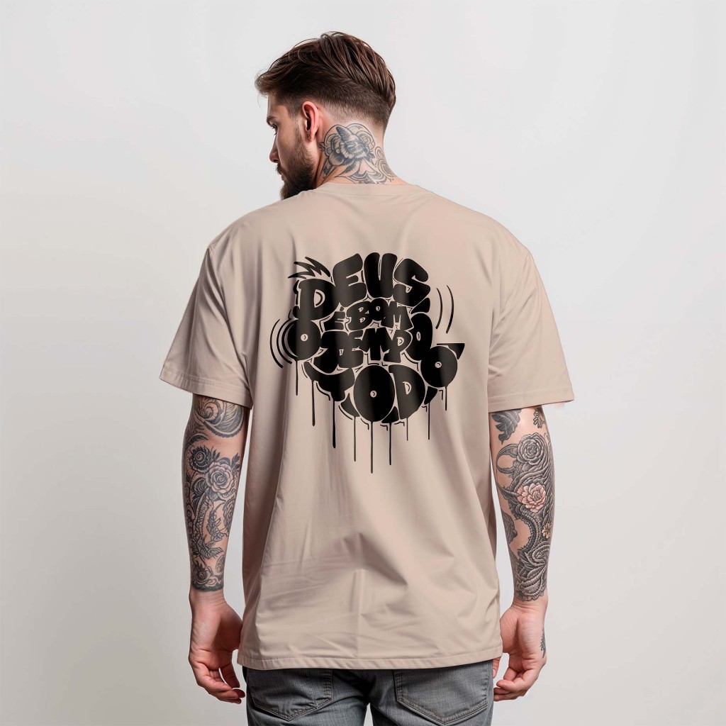 Camiseta Masculina Deus é Bom T-Shirt 100% Algodão Plus Size em Oferta na Shopee