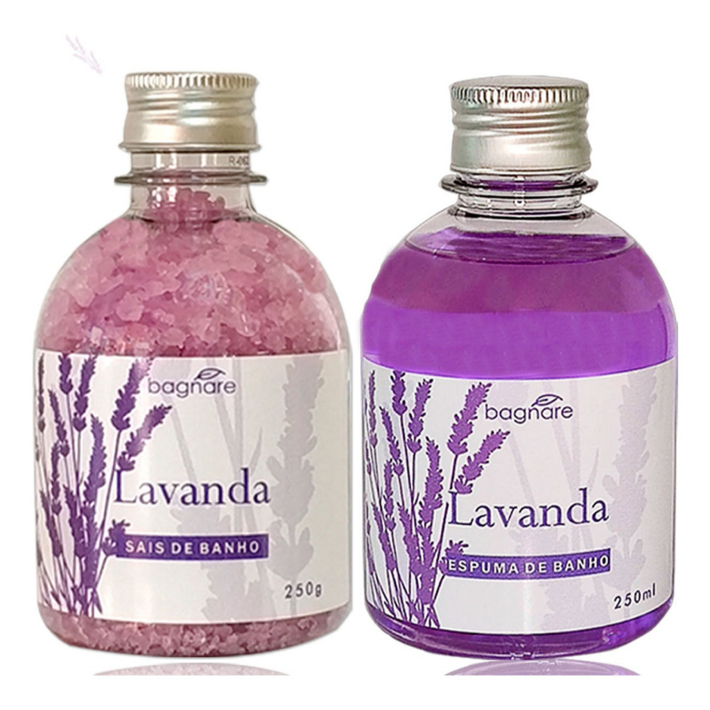 Sais De Banho Espumante e Espuma Para Banheira Hidromassagem Ofuro Spa Relaxante Lavanda 250ml cada
