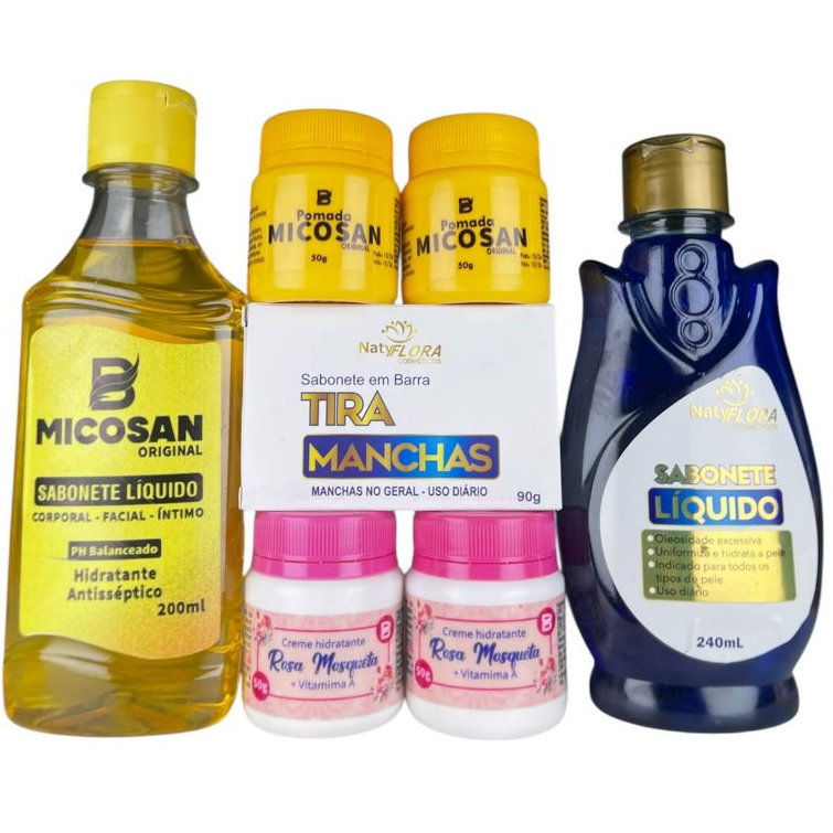 Kit Tira Manchas, Pomada Micosan, Creme Rosa Mosqueta, Sabonetes Tira Manchas 7 Unid.