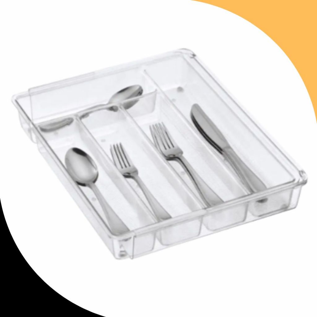 Organizador Gaveta Armário Acrílico Talheres Gaveta C/ 5 Divisórias Facas Garfos Talheres Plastutti em Oferta na Shopee