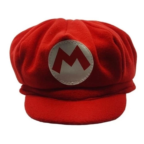 Boina M Mario Chapéu Super Mario Bros Vermelho Game Cosplay Fantasia Aniversario festa