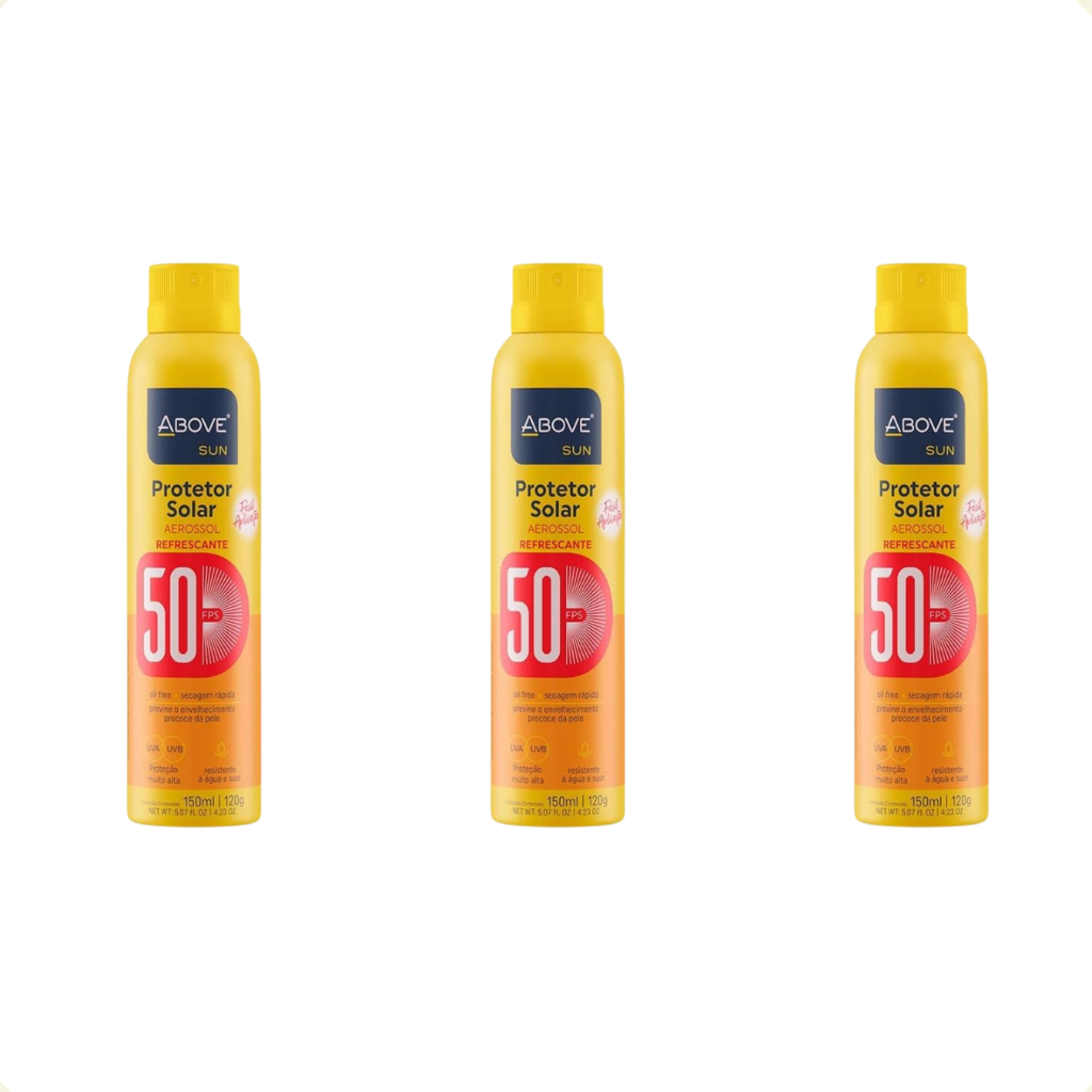 Kit Com 3/6 Protetor Solar Spray Above Fator 50 150ml proteção UVA e UVB