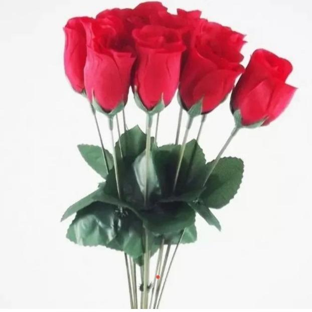 50 Botão Rosas Vermelhas Artificial Dia das Mulheres Presente Decoração Luxo