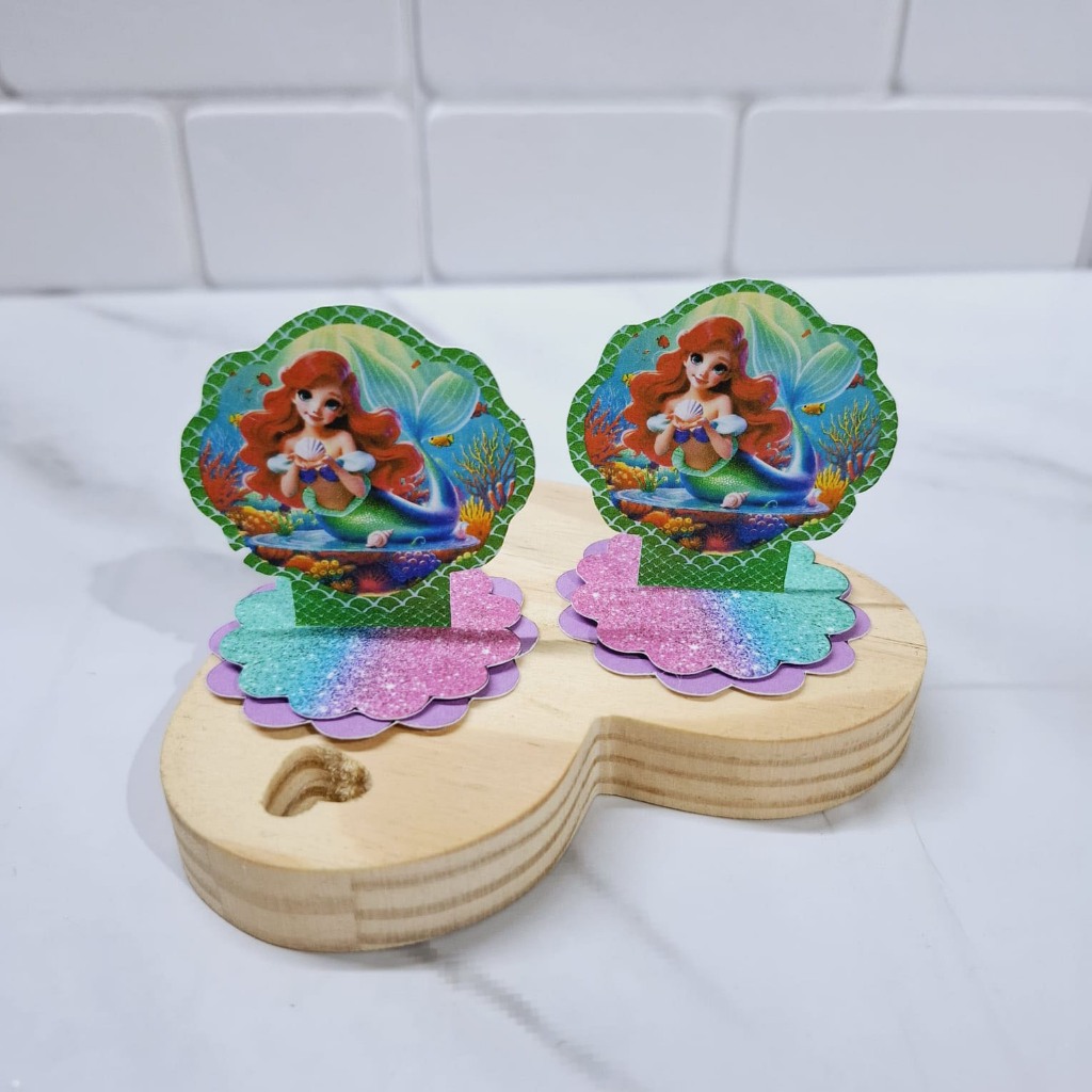 Kit Aplique 3D Personalizados Tema Princesa Ariel - Festa de Aniversário - Lembrancinha, mimo