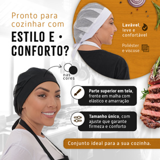 Touca Para Cozinheira Tela e Malha Lavável Levinha Fresquinha Lanchonete Restaurante Padaria em Oferta na Shopee