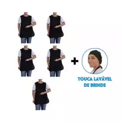 Kit Com 5 Avental Bata Jaleco Cozinha Uniforme Limpeza BRINDE 1 TOUCA LAVAVEL