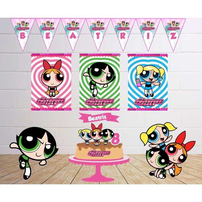 Kit decoração personalizado meninas super poderosas aniversario infantil menina
