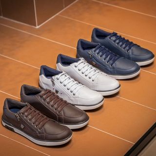 Kit Casual 3 Sapatênis Masculino Calce Facil Versales Tamanho Especial 189 Azul Marrom Branco Preto