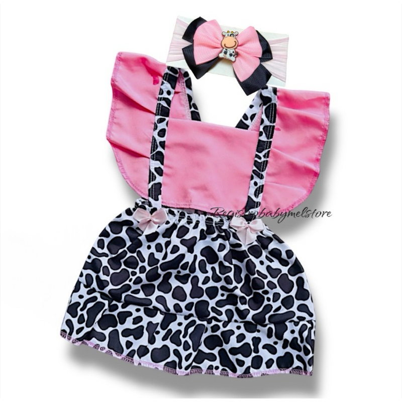 Vestido Infantil Temático Animais, Vaquinha Personagens Roupa De Bebe Vaquinha Romper Jardineira Body Bebê + Laço em Oferta na Shopee