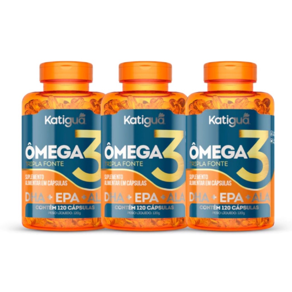 Kit 3x Ômega 3 Tripla Fonte 1000mg 120 cápsulas Katiguá em Oferta na Shopee