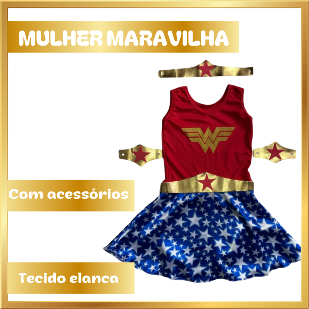 Fantasia Mulher Maravilha Infantil Carnaval
