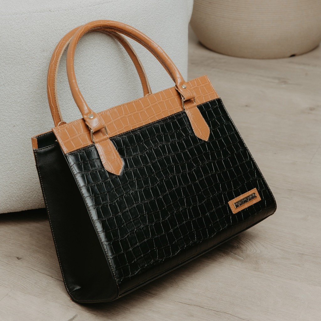 Bolsa Feminina Santorini Handbag Grande em Croco, Fechamento em Zíper,  Alça Transversal Removível - Women Bags