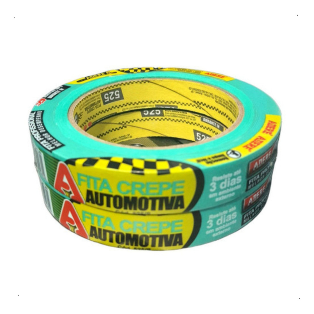 Kit 2 Fita Crepe Automotiva Verde Adere 18mm X 50m Polimento Uso Profissional