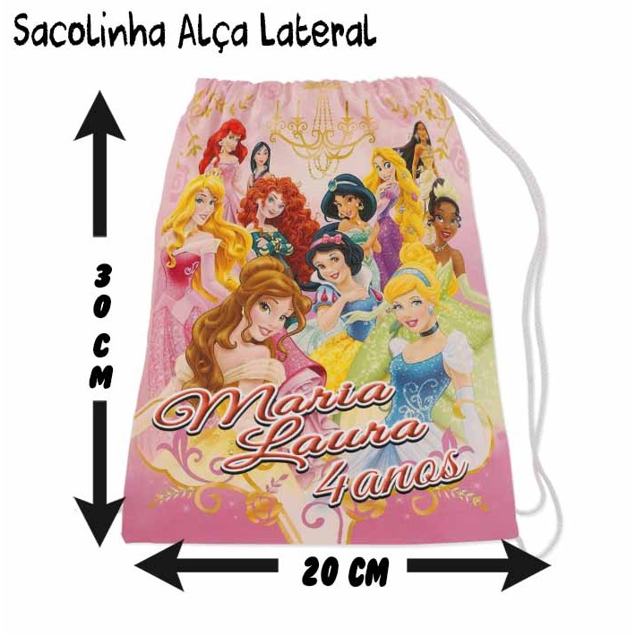 Kit Mochilinha Sacolinha Mochila Saco Sacochila Saquinho Lembrancinha Brinde Aniversario Personalizadas Princesa