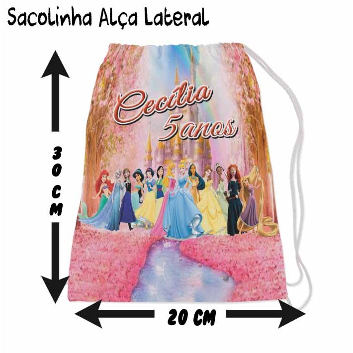 Kit Mochilinha Sacolinha Mochila Saco Sacochila Saquinho Lembrancinha Brinde Aniversario Personalizadas Princesa