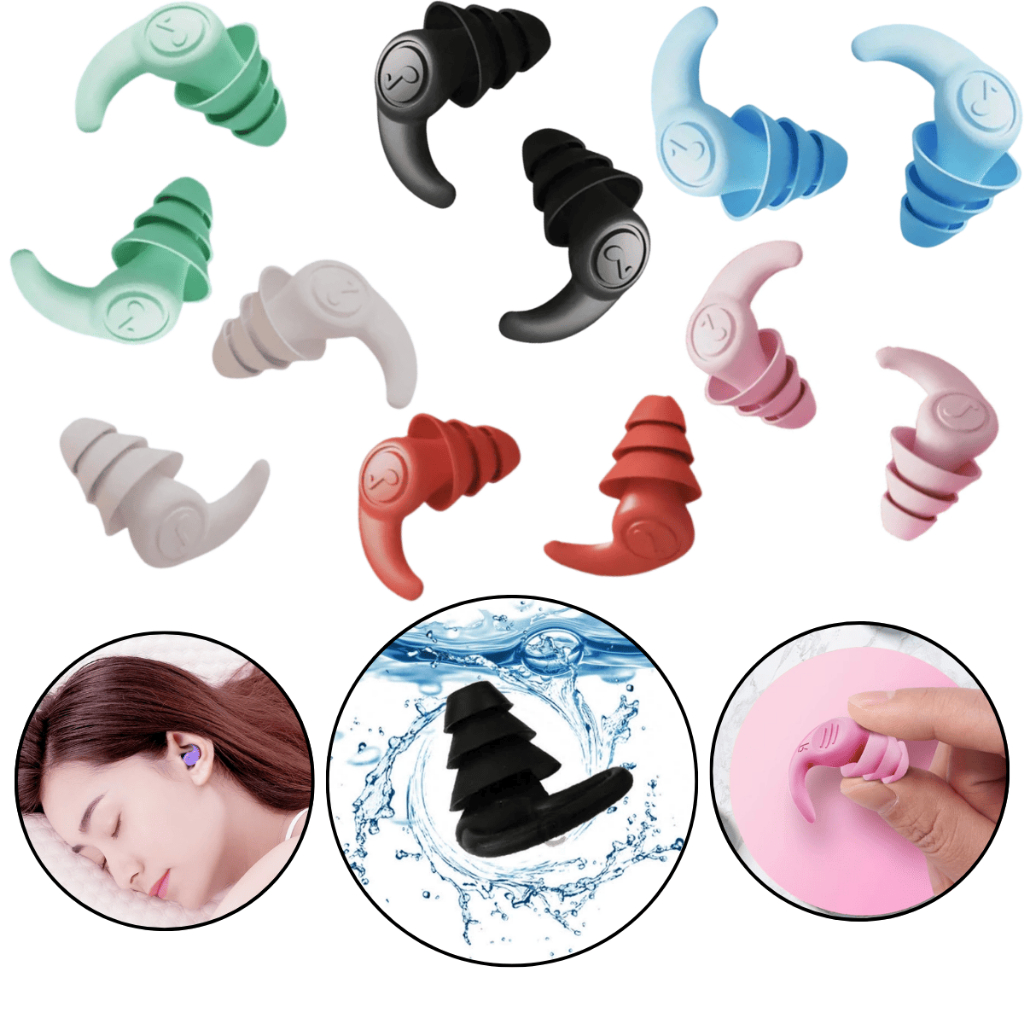 Imagem Tampão Ouvido 3 Camadas Antiruído Plug Dormir Natação Estudos Trabalho Protetor Auricular Austimo