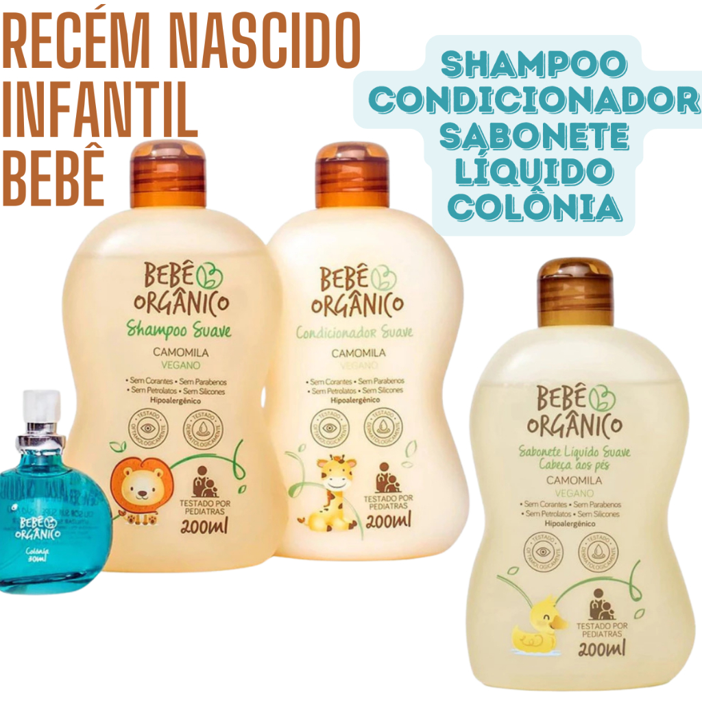 Kit Bebê Shampoo + Condicionador + Colônia + Sabonete Líquido - Recém Nascido bebe infanti...